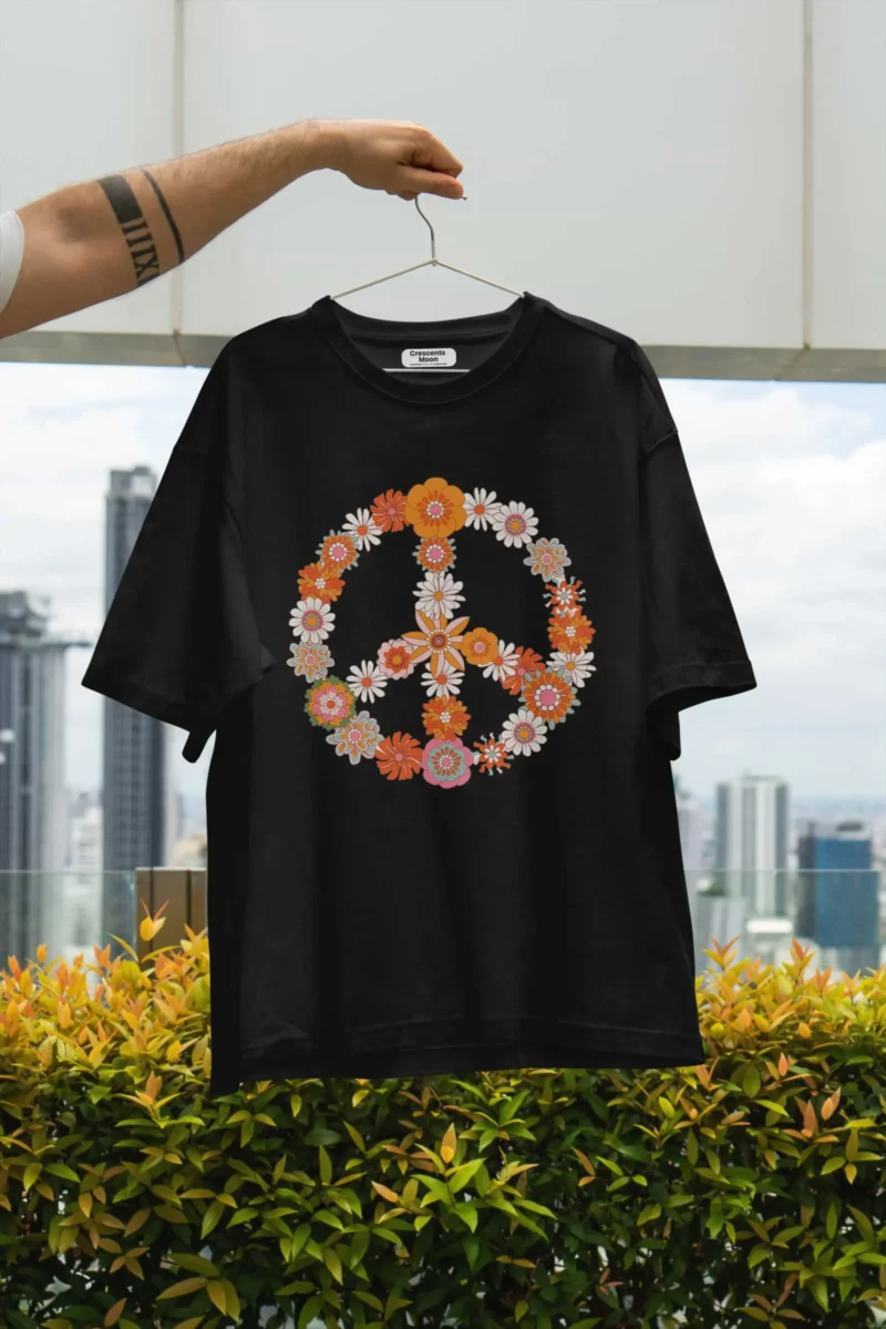 Floral Black Oversized Tees