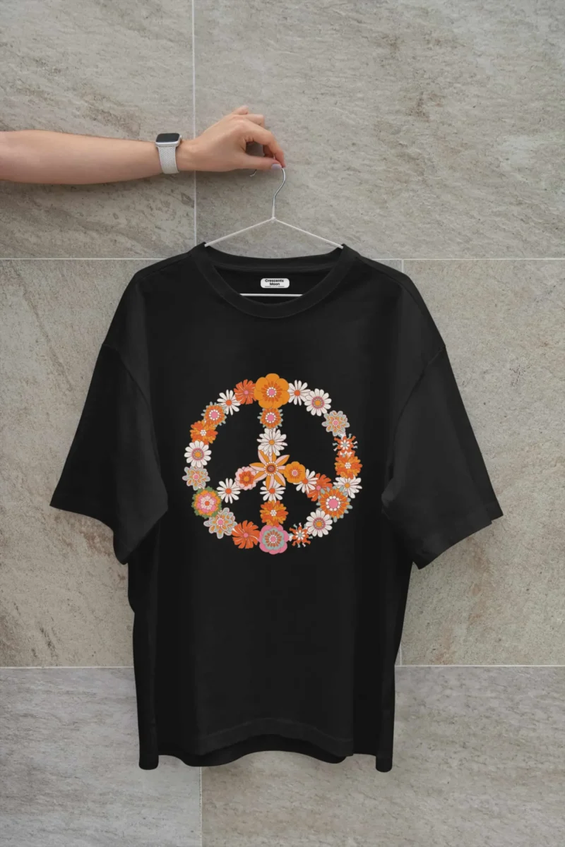 Floral Black Oversized Tees
