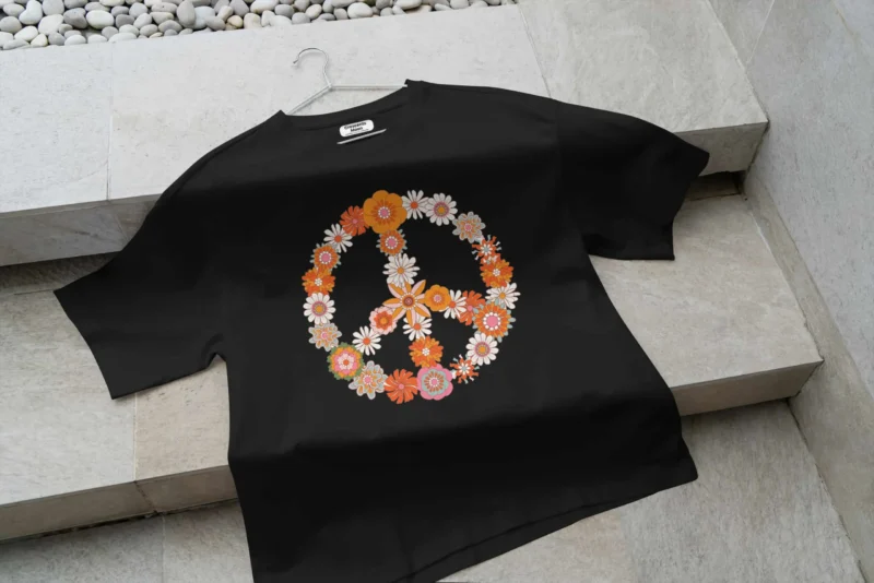 Floral Black Oversized Tees