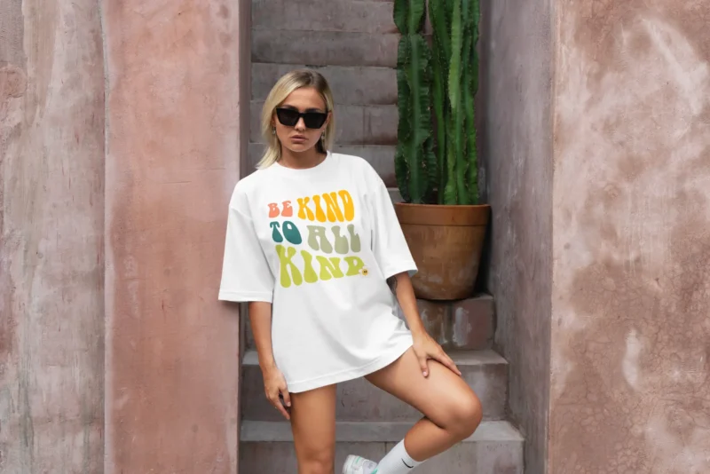 Be Kind White Oversized Tee